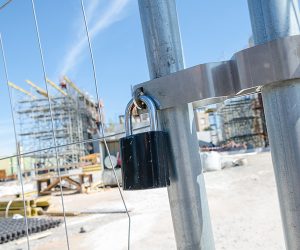 Lock on fence on a job-site 